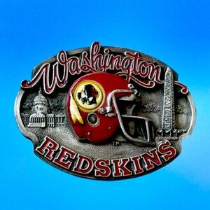 Vintage 1987 NFL Washington Redskins Football Pewter Belt Buckle Siskiyou #425